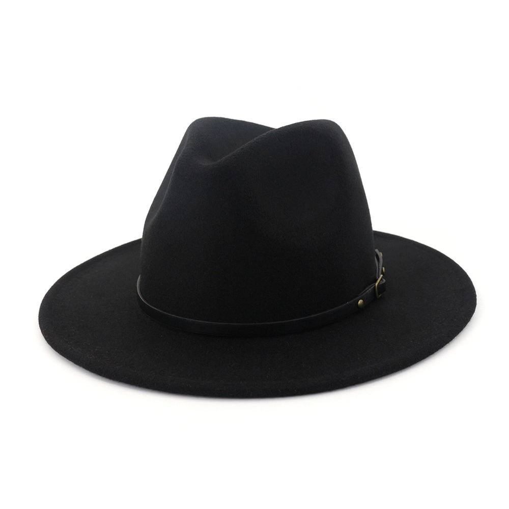 Womens Classic Wide Brim Wool Fedora Hat 5