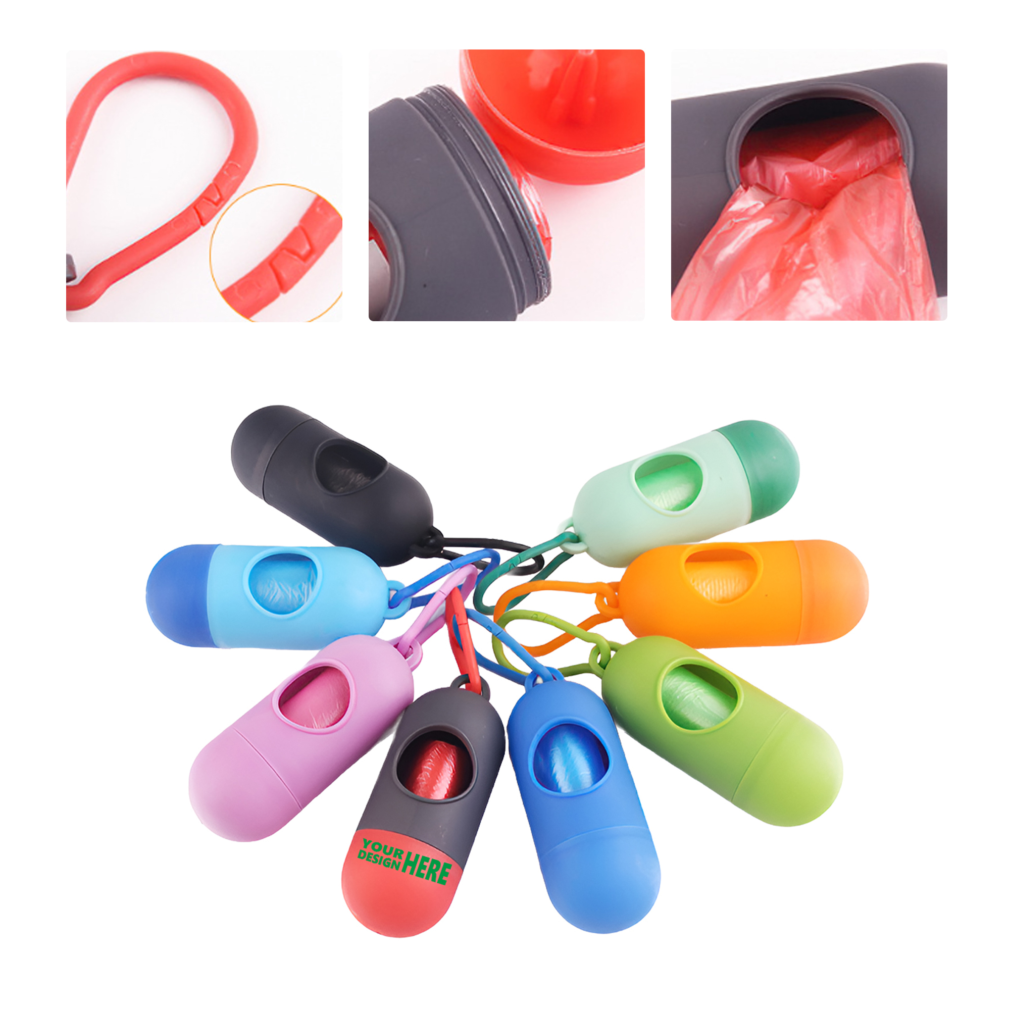 MOQ50 Custom Pet Waste Bag Dispenser with Clip 3