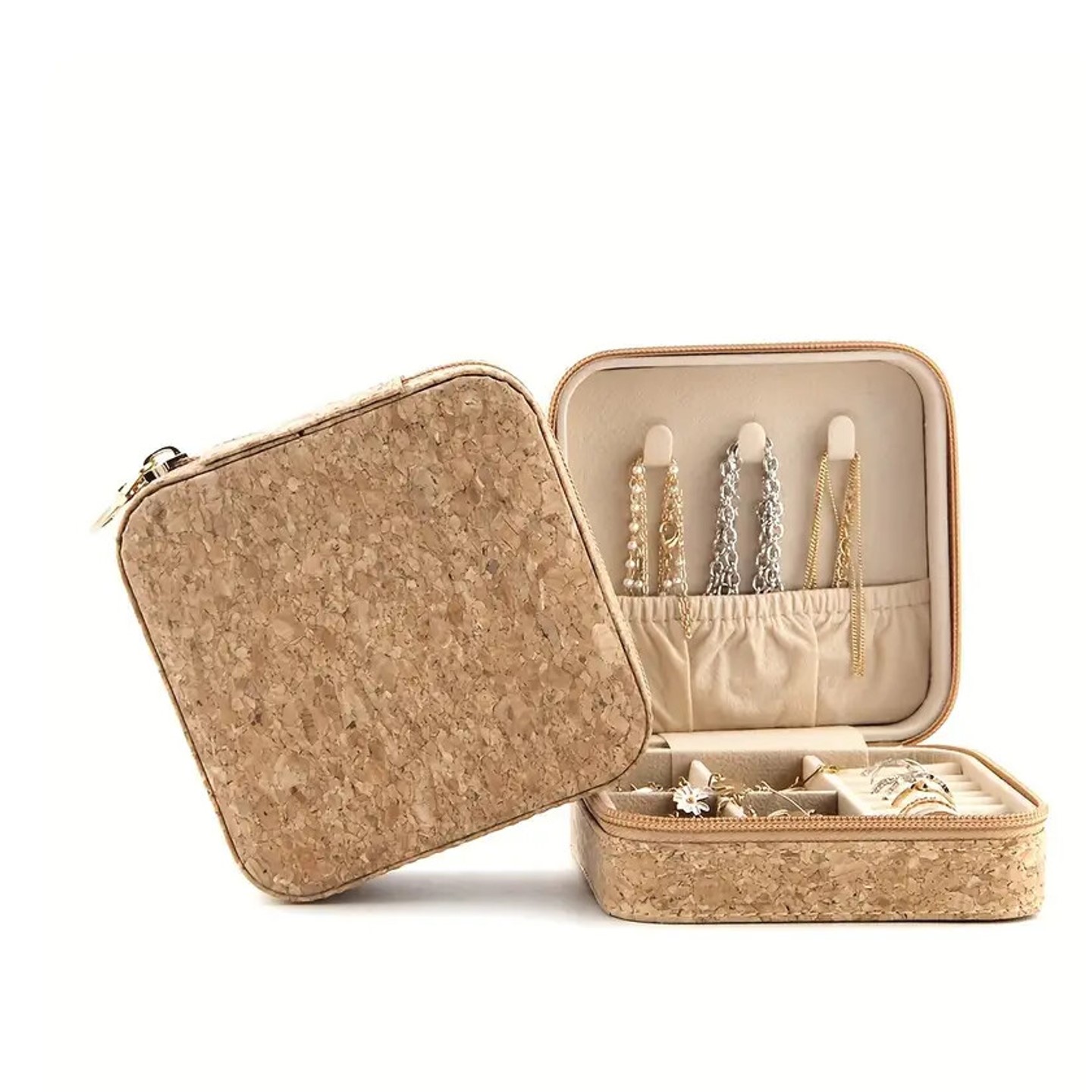 Retro portable travel cork Jewelry storage case/box 5