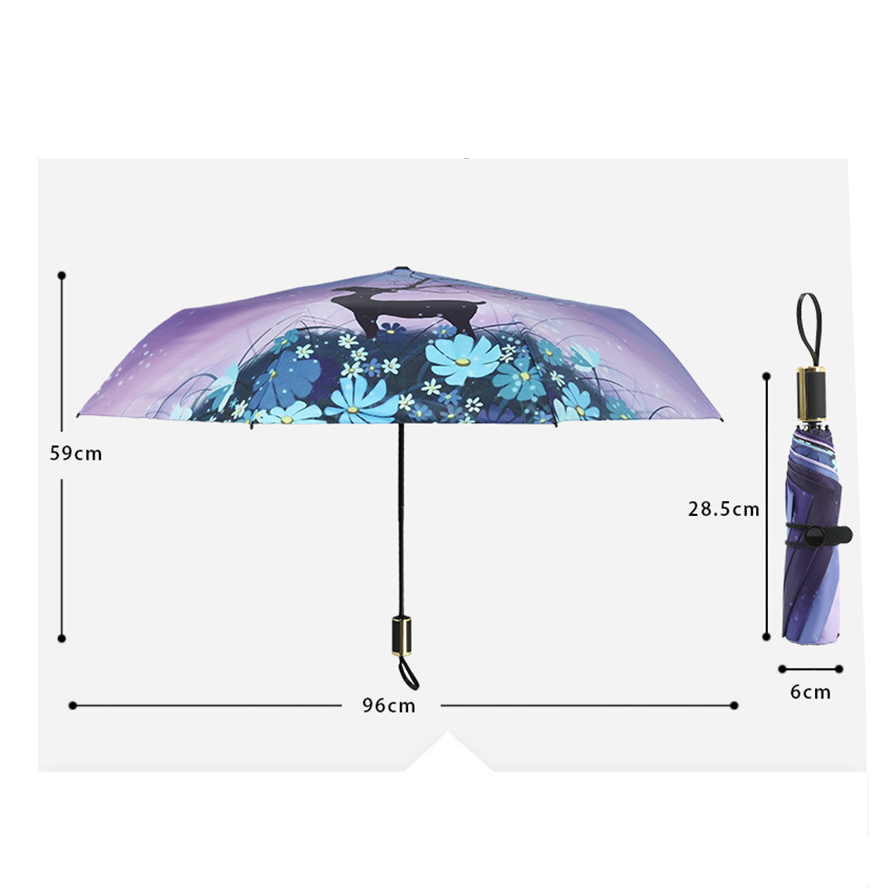 Full-Screen Digital Printed Travel Folding Umbrella 3