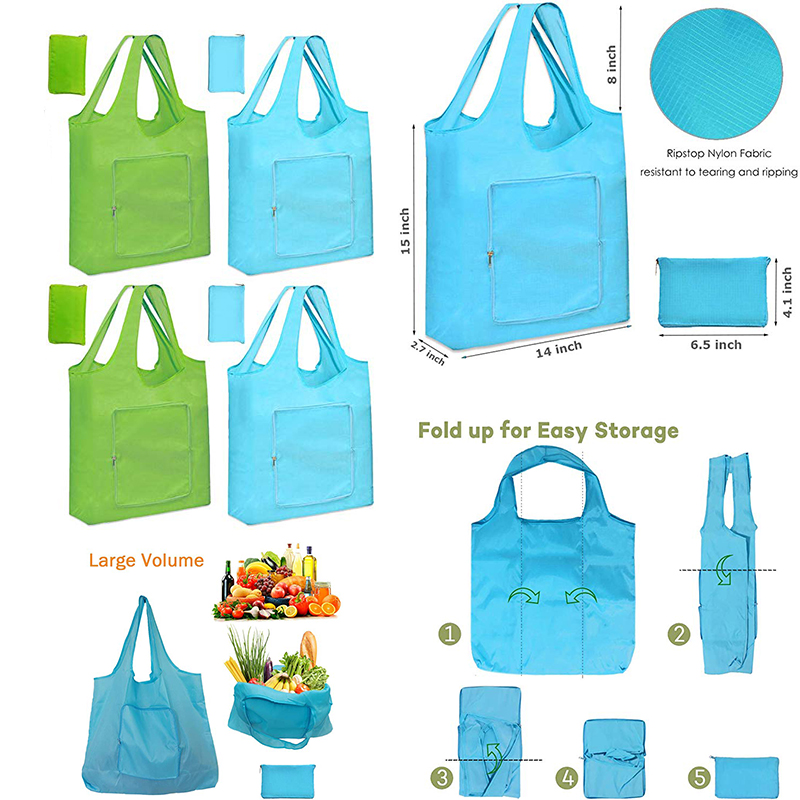Folding Reusable Grocery Zipper Tote Bag 2