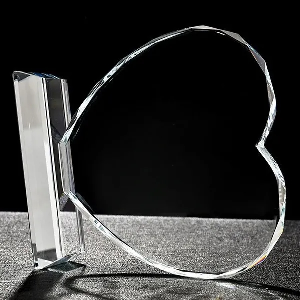 Engraved Heart Shaped Crystal Trophy Awards 6