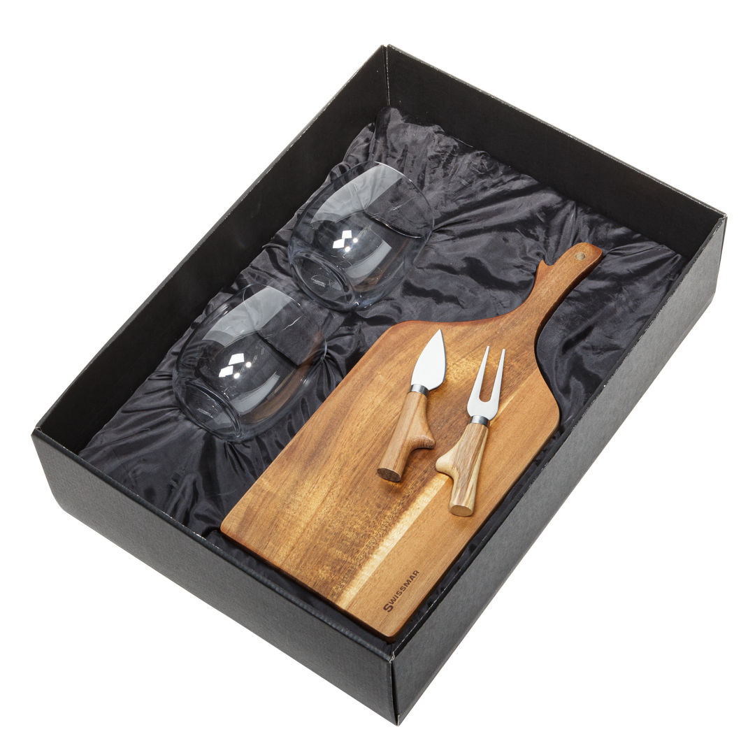 Swissmar® Paddle Board & 2 Zacata Stemless Wine 2