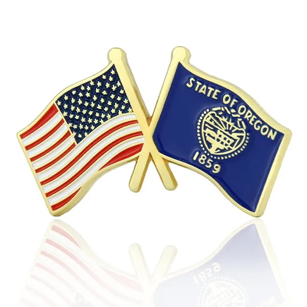 Stock Crossed Flag Pin (USA & USA) 12