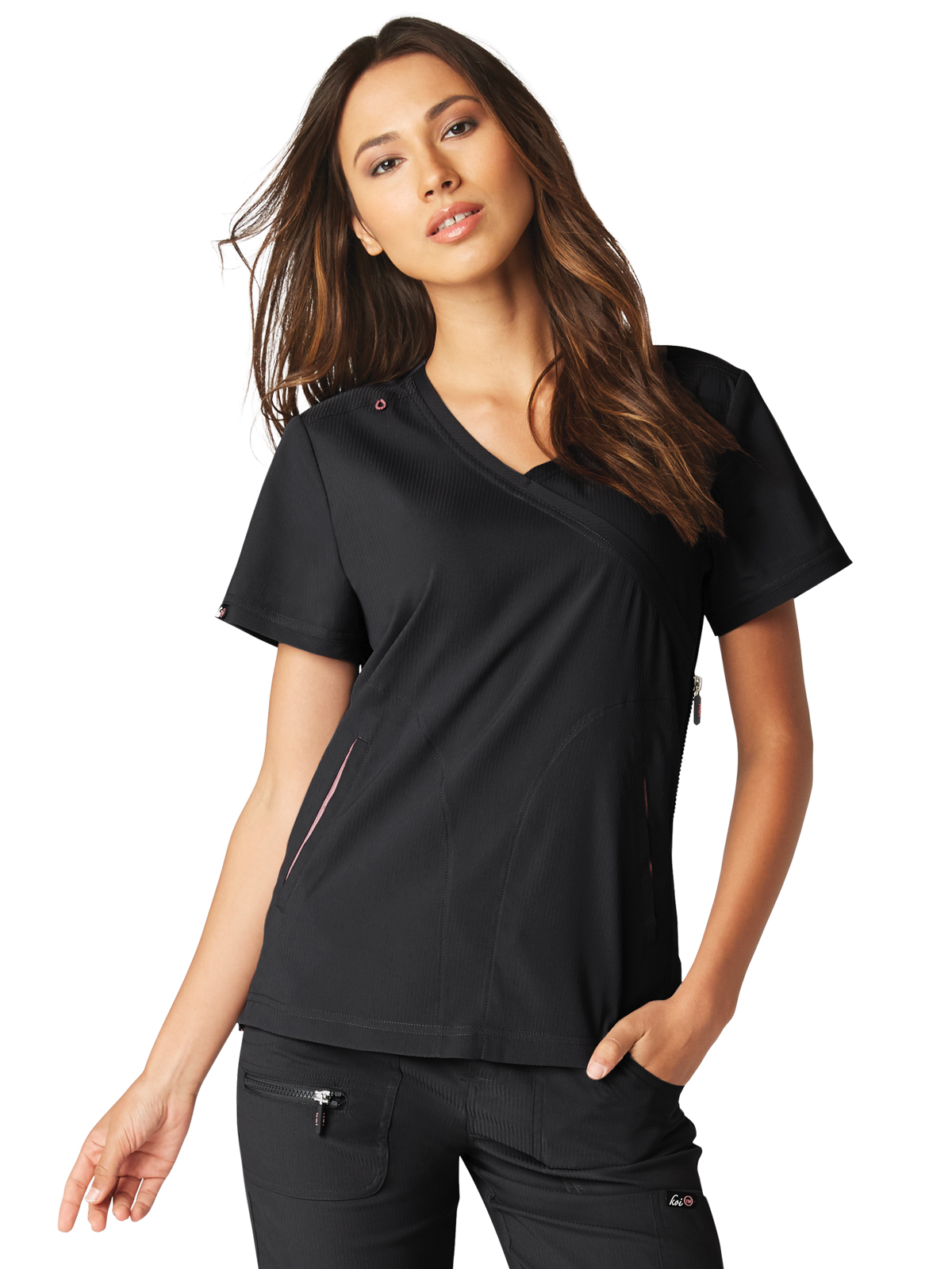 koi - Lite - Women's Three-Pocket Mock-Wrap Philosophy Top 41