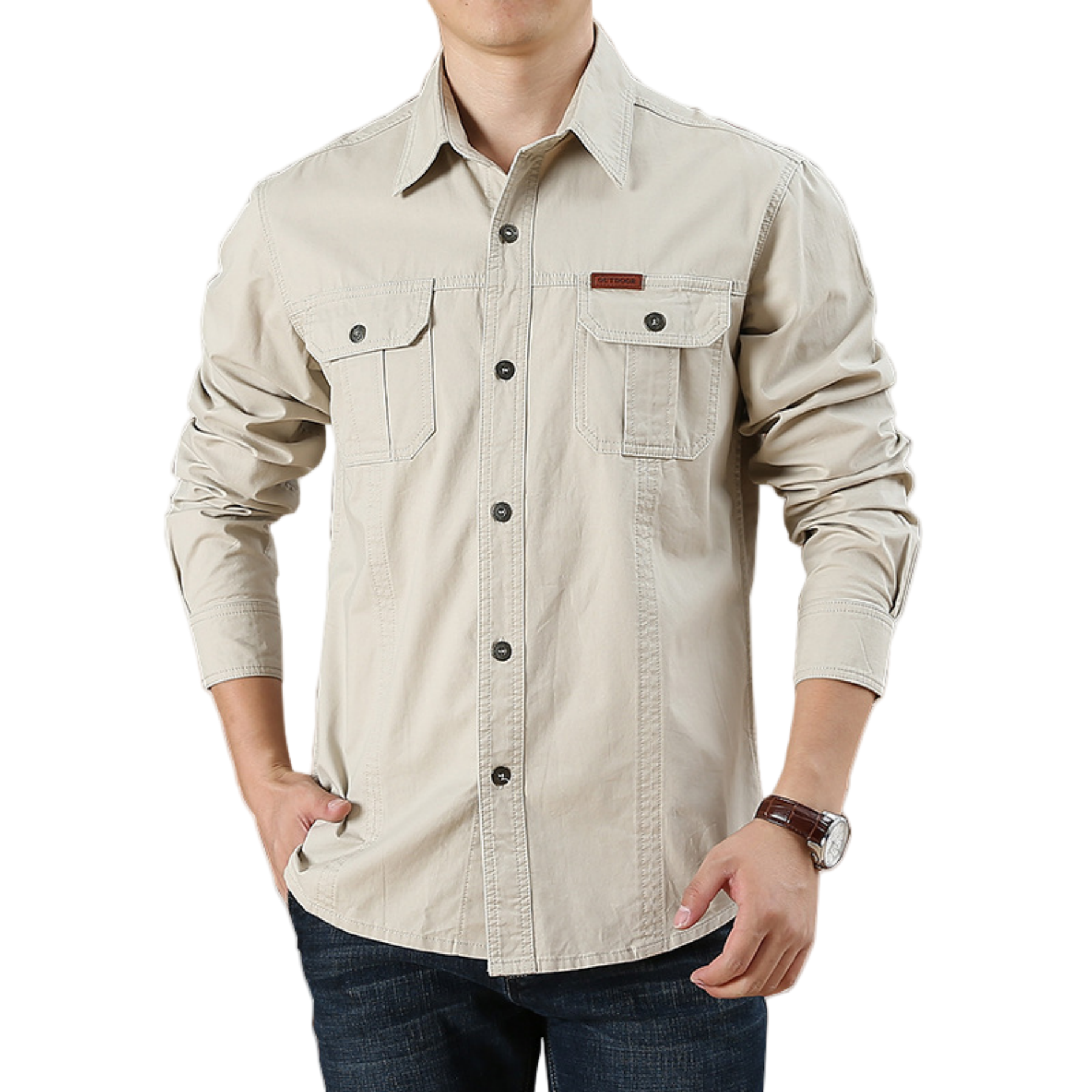 Mens Cotton Casual Shirt Spring Outdoor Wear 6