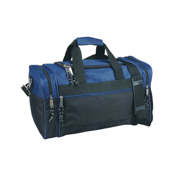 17" Poly Duffel Bags - Black with Navy 2