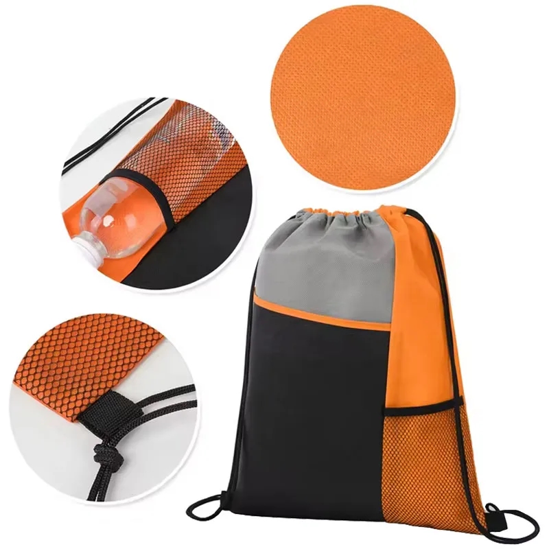 Tri-Colored Mesh Pocket Drawstring Backpack 1