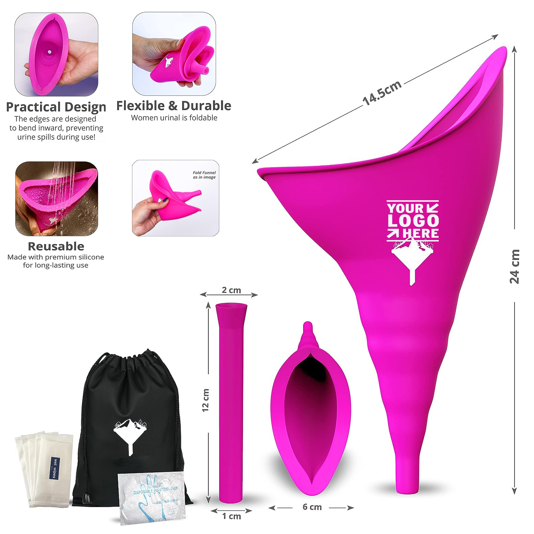 Comfortable Hygienic Women Portable Urinal Reusable Female Urination Silicone Pee Funnel Device