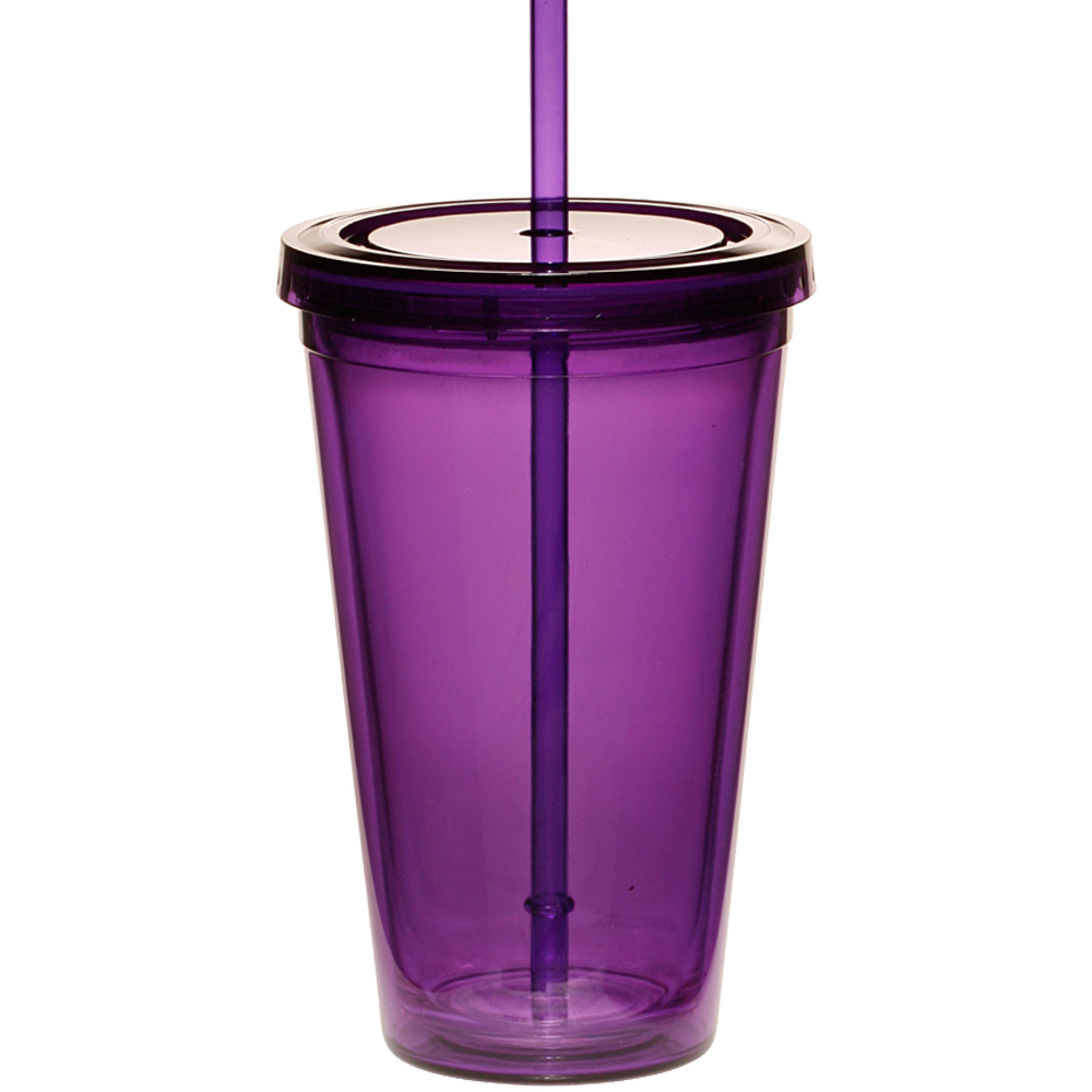 16 oz. Double Wall Acrylic Tumblers With Straws 10