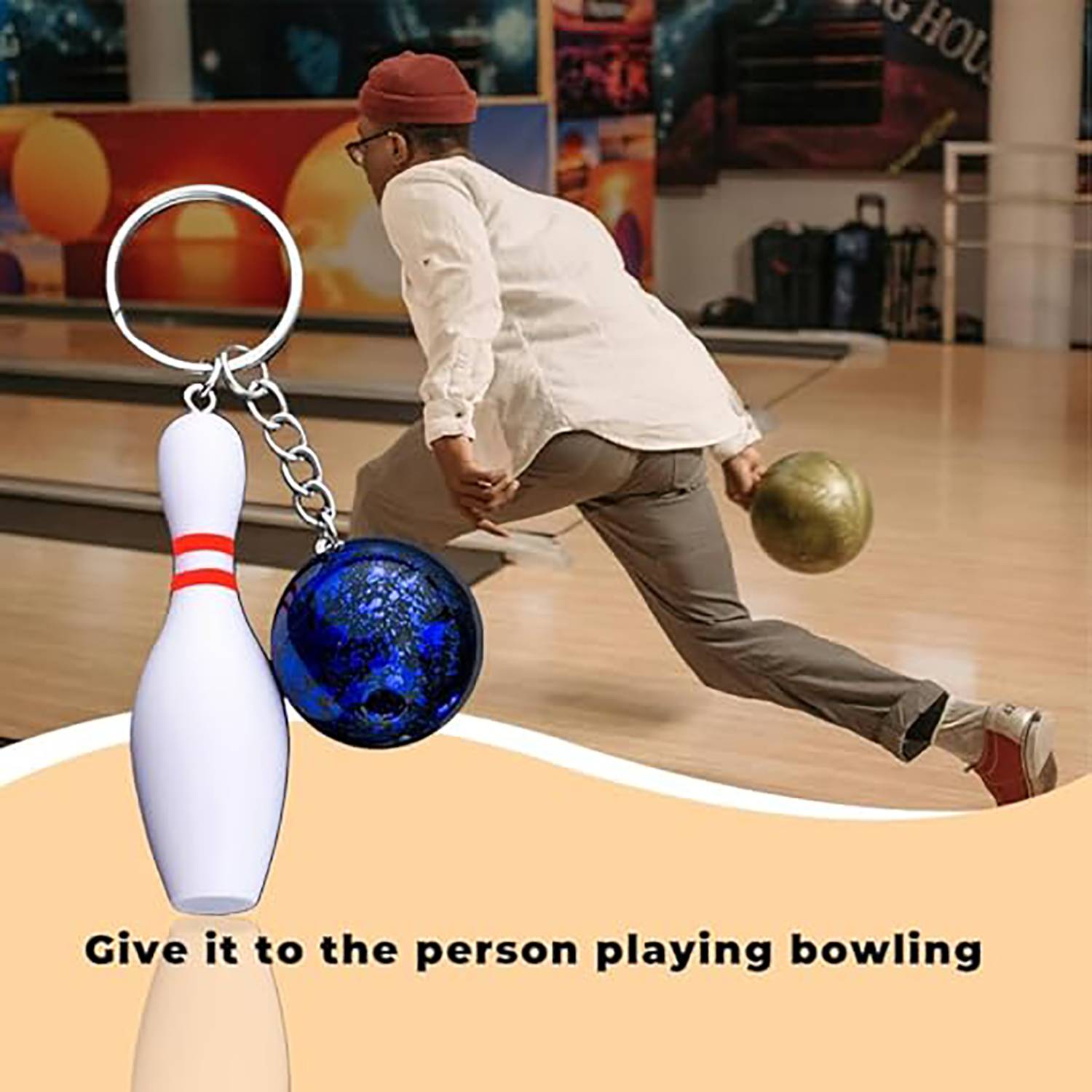Alloy Bowling Ball Keychain w/ Pin Pendant 5