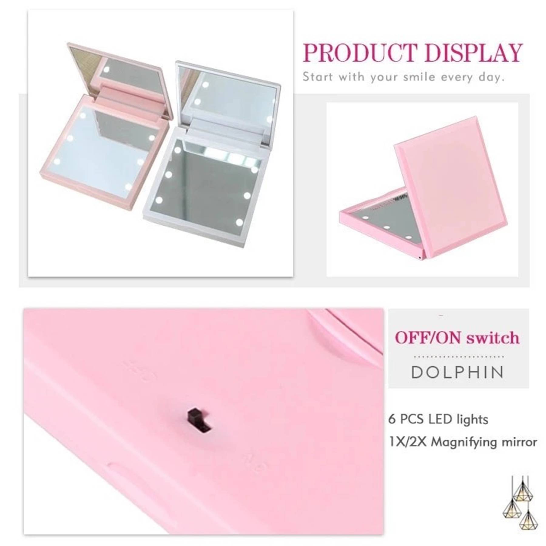 Small gift makeup mirror with led light 2