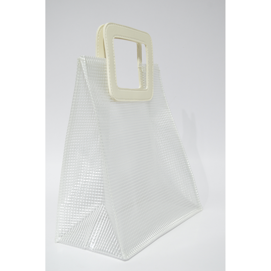 Clear Grid PVC Handbag 11x10x5.5 in 4