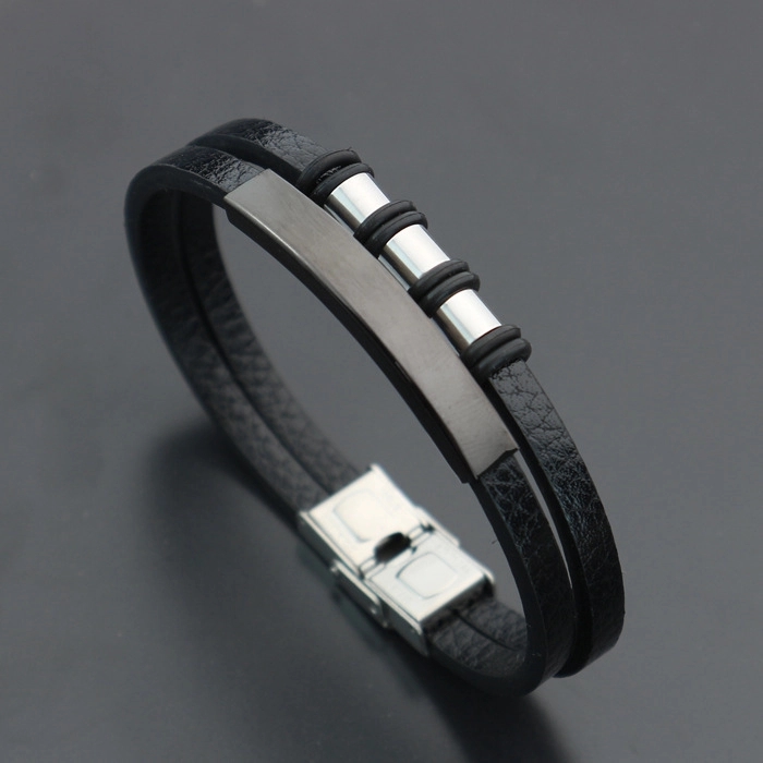 Custom Stainless Steel Leather Bracelet 3