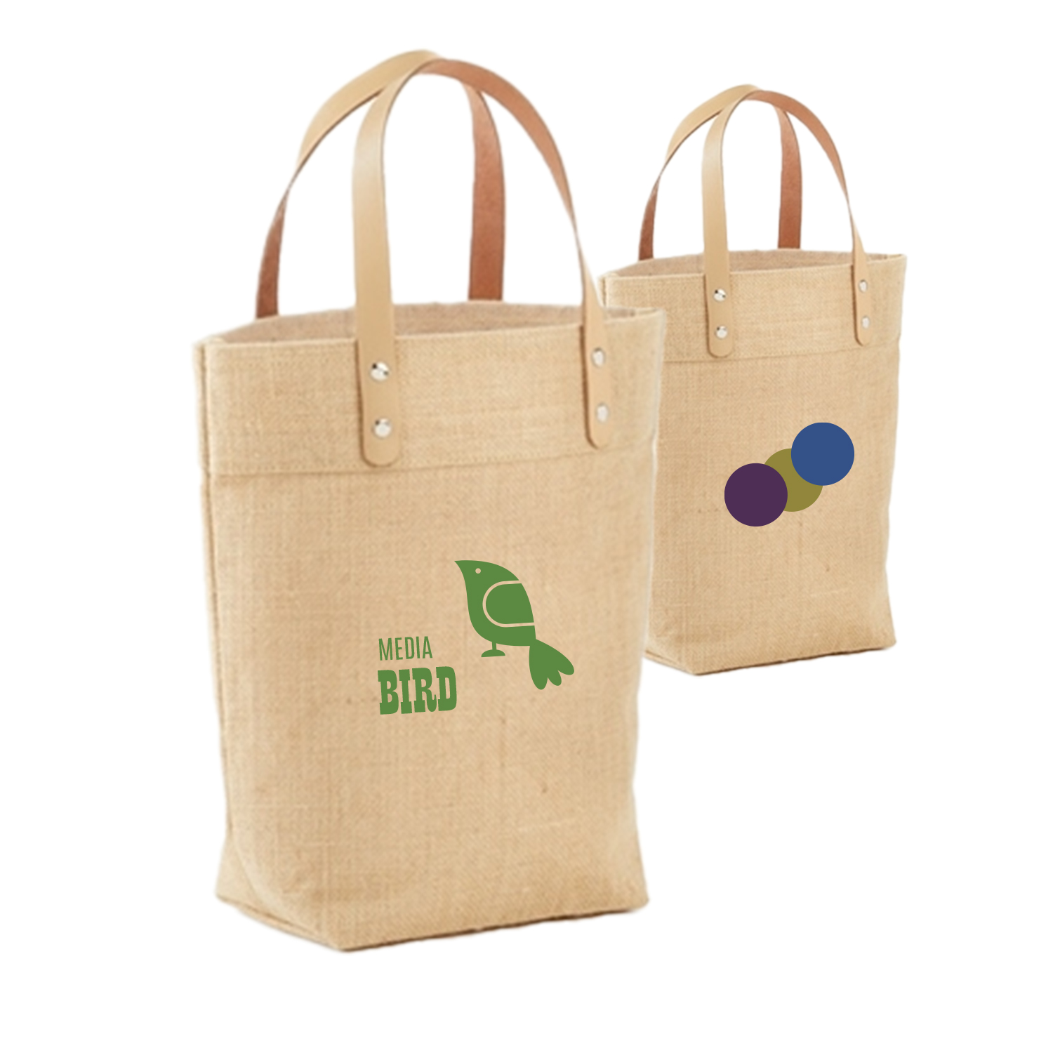 Eco-Friendly Mini Jute Tote with Leather Handles 1