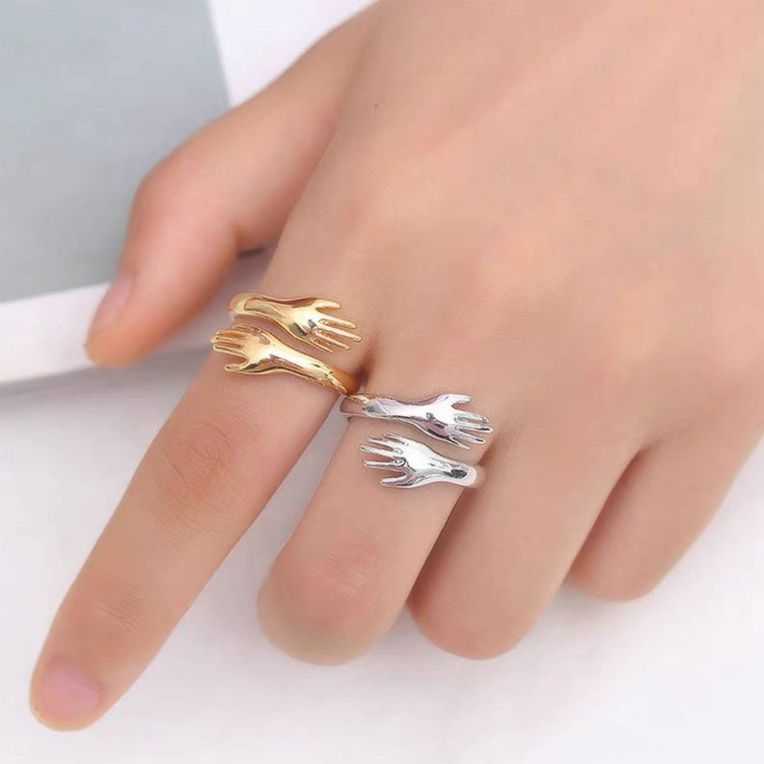 Alloy Love Hug Opening Adjustable Ring 3
