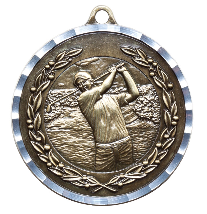 2" Male Golf Diamond Cut Medal 2