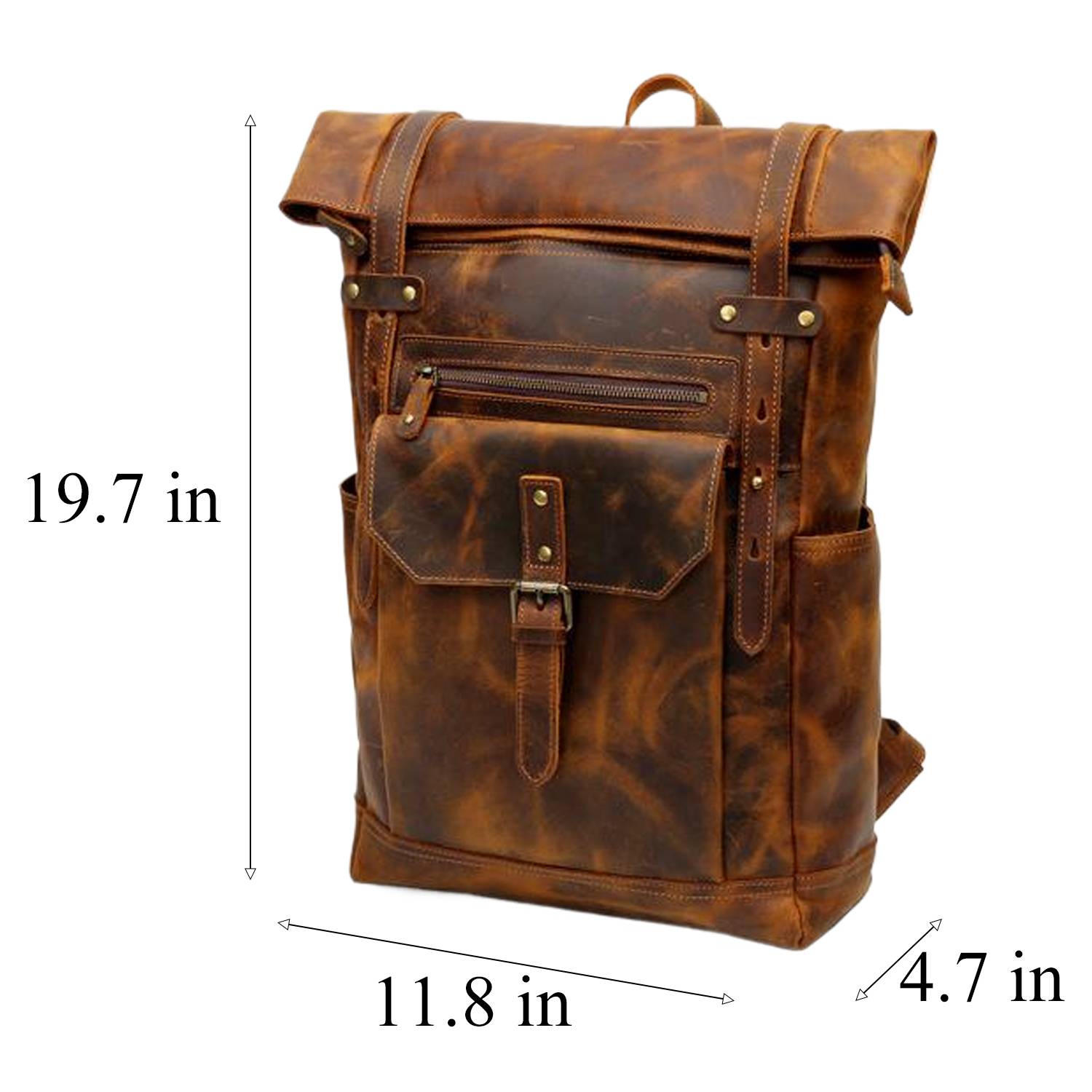 Retro Genuine Leather Large Capacity Travel Backpack 9