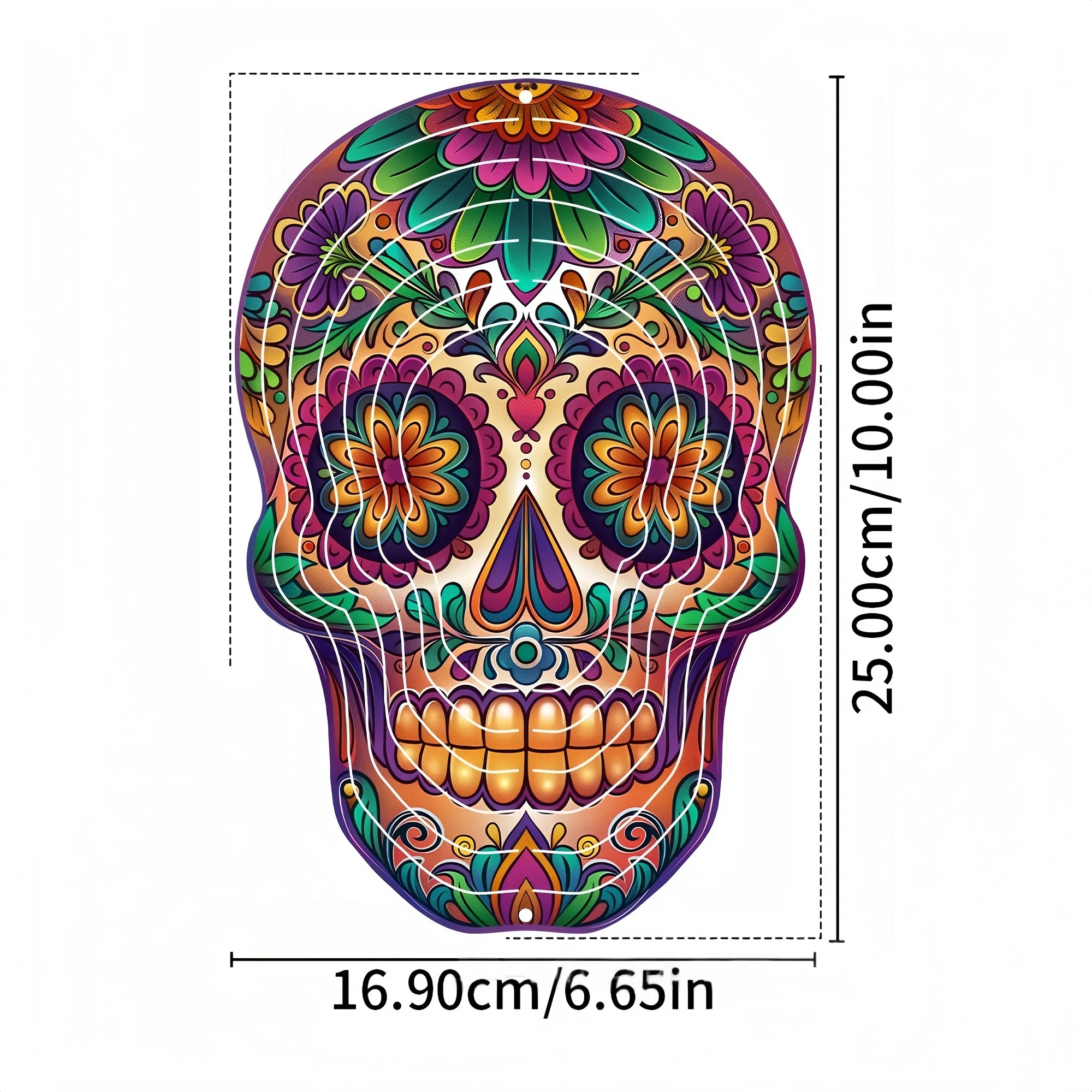 Vibrant 3D Skull Wind Spinner For Halloween Decor 9