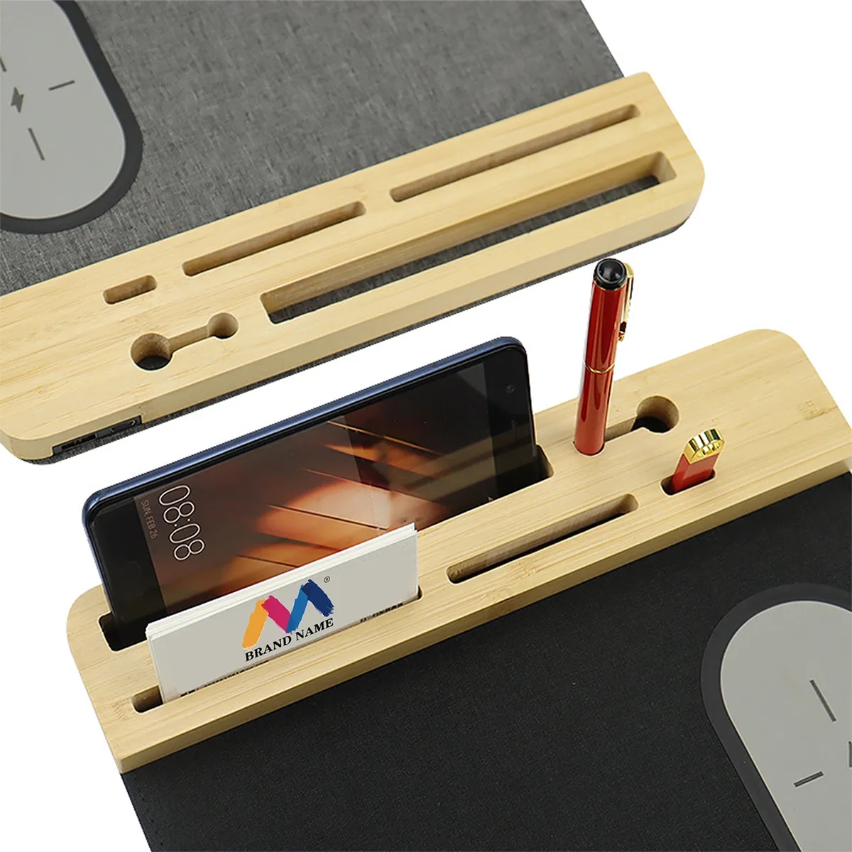 Custom Bamboo Wooden 15W Phone Wireless Charging Mouse Pad 1