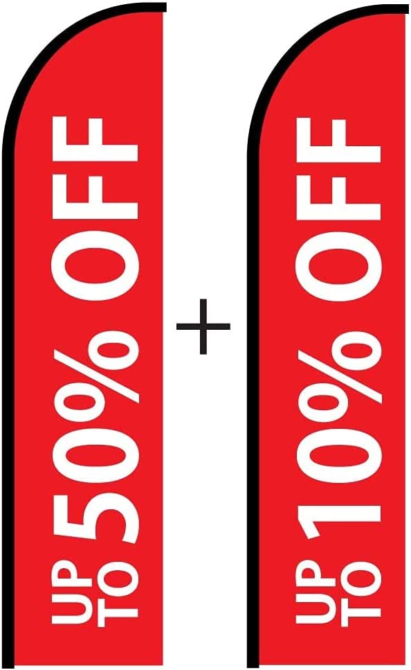 15ft Sale Sign Feather Flag Banner w/Pole Kit for Store Advertising Display 50% Off and 10% Off Flag 1