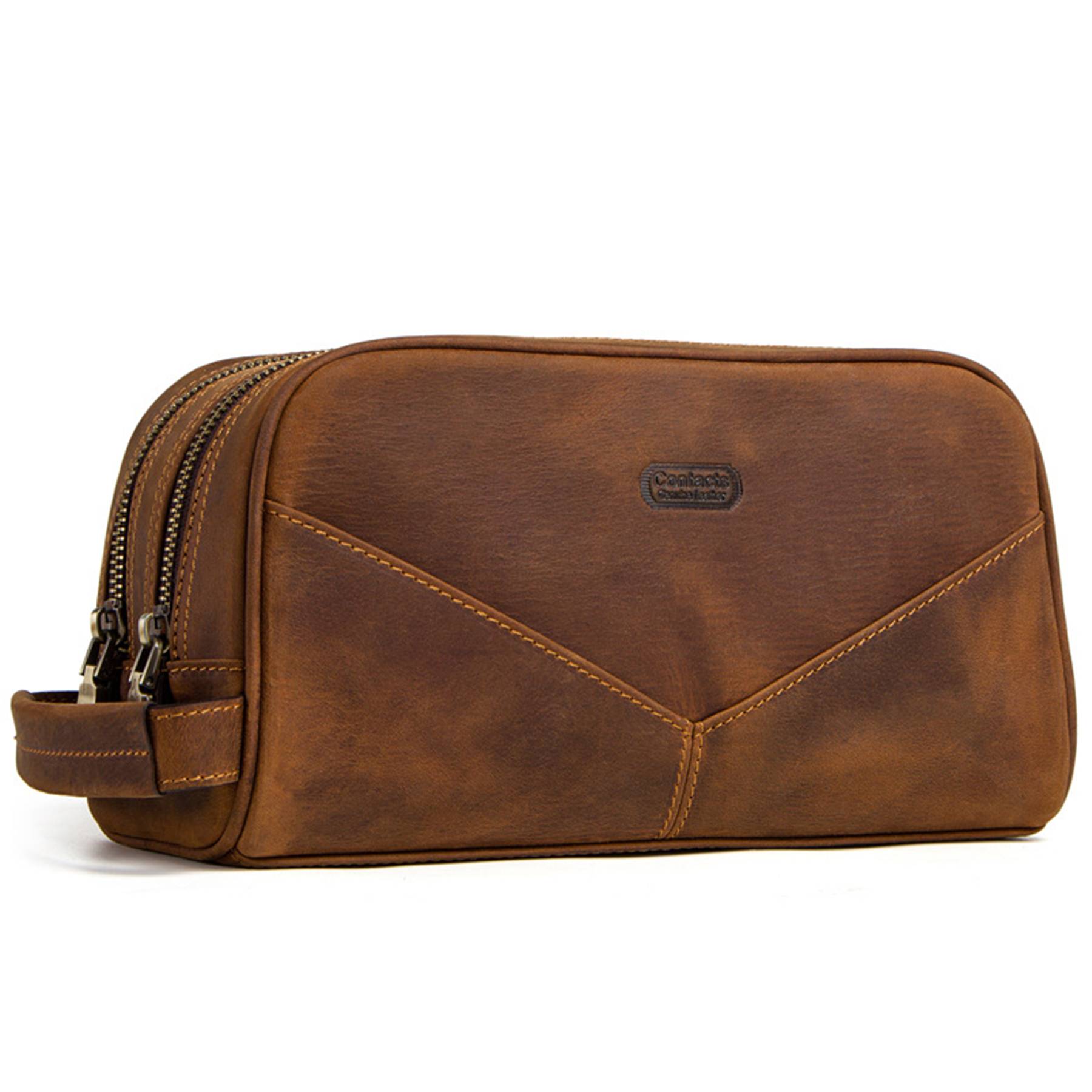 Genuine Leather Wear-resistant Crazy Horse Skin Makeup Bag 5
