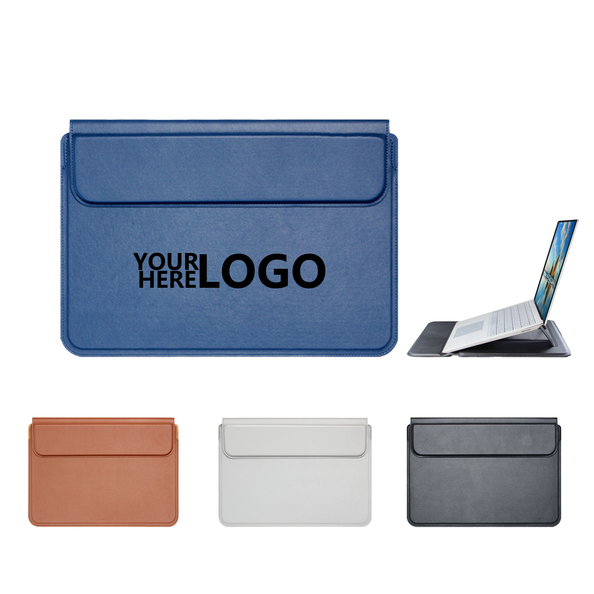 15.4" PU Laptop Sleeve with Built-in Stand 2