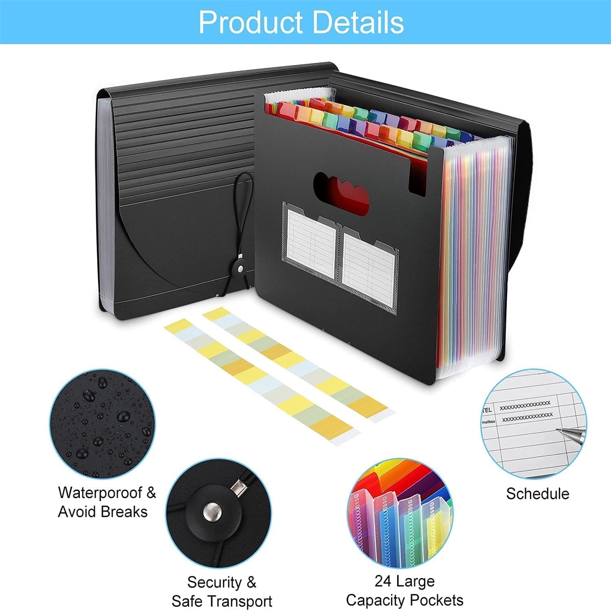24 Pockets Accordian File Organizer 3