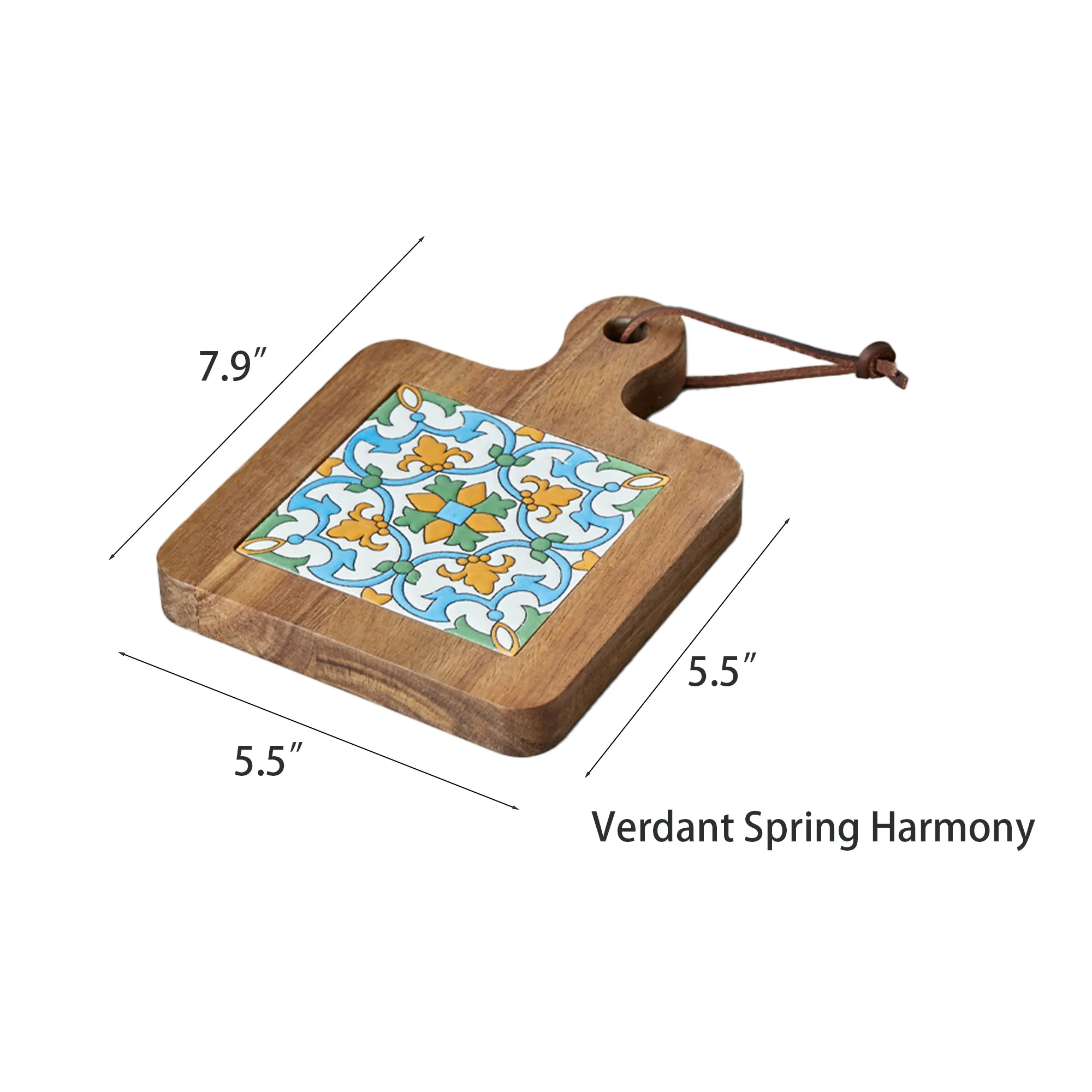 Custom Acacia Wood Trivet with Ceramic Tile Inlay 5