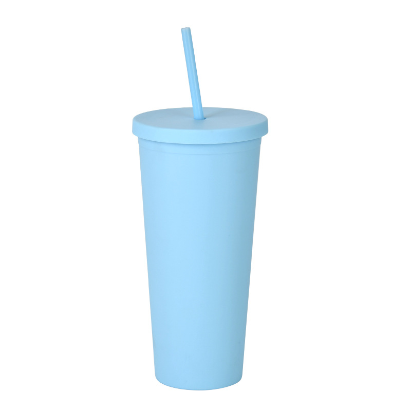 24 OZ Portable Double Plastic Skinny Tumbler / Straw 2