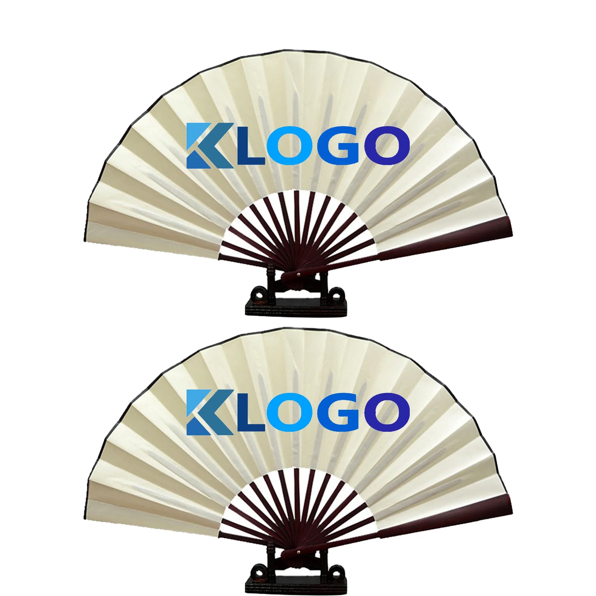 Large Cloth Folding Hand Fan 2-Sided Full Color 5
