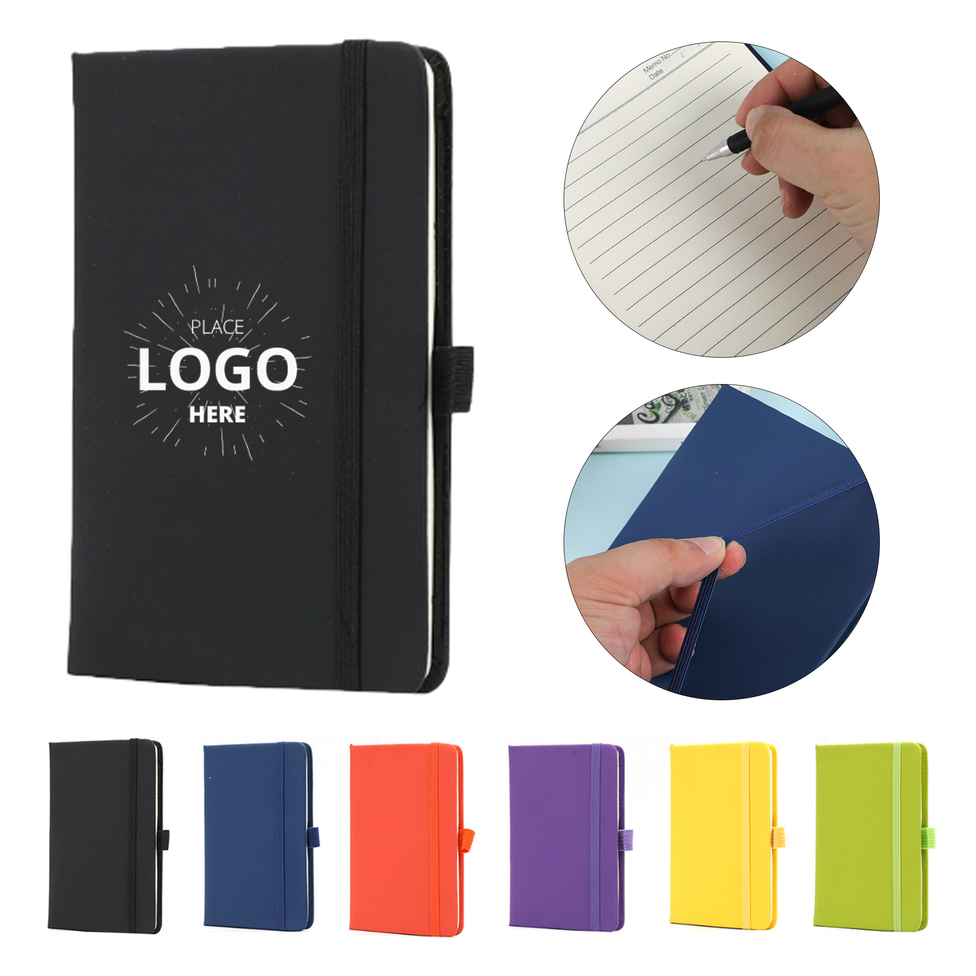 A6 Hardcover Pocket Notebook Journals with Pen Holder 2