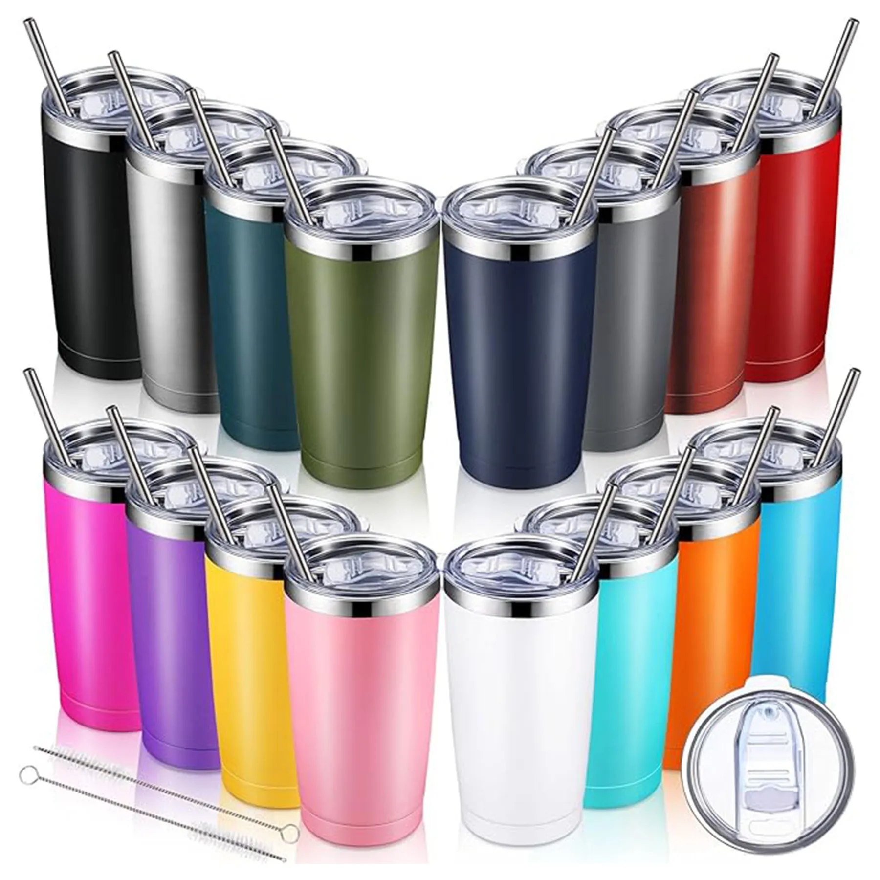 20 Oz Stainless Steel Tumbler with Lid and Straw Powder 7