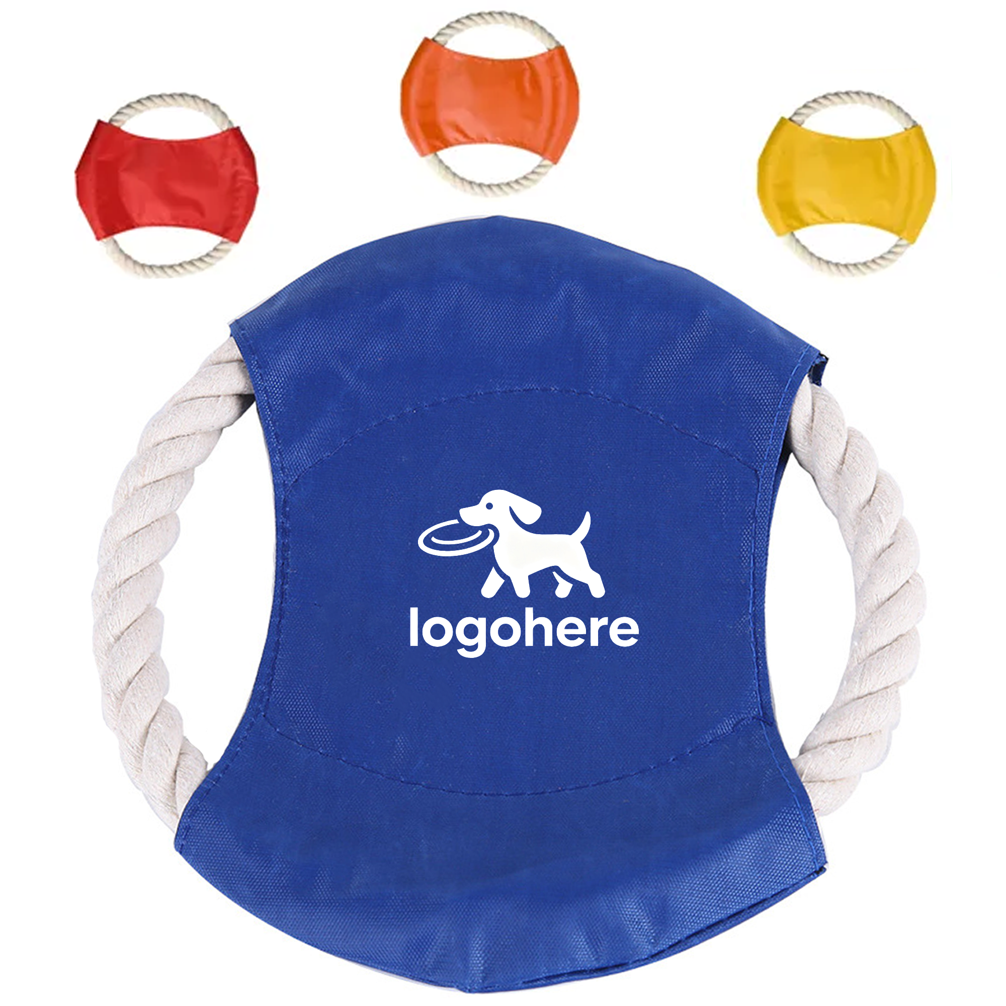 Chew Proof Fabric Pet Disc with Rope Tug 3