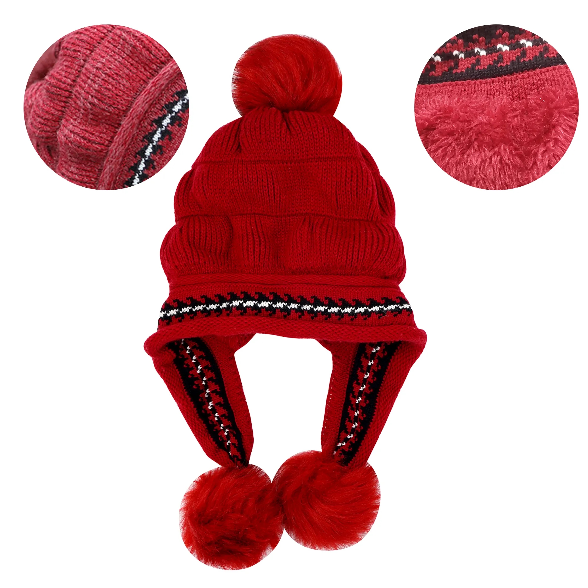 Winter Acrylic Knitted Beanie Hat With Pom 1