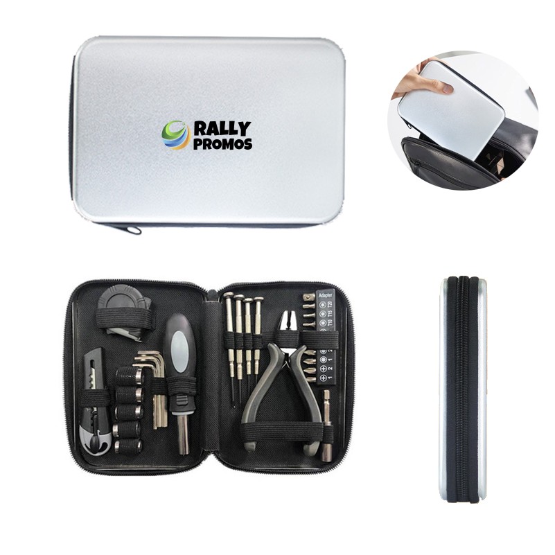 Portable Household Tool Kit with Zipper Metal Case 2