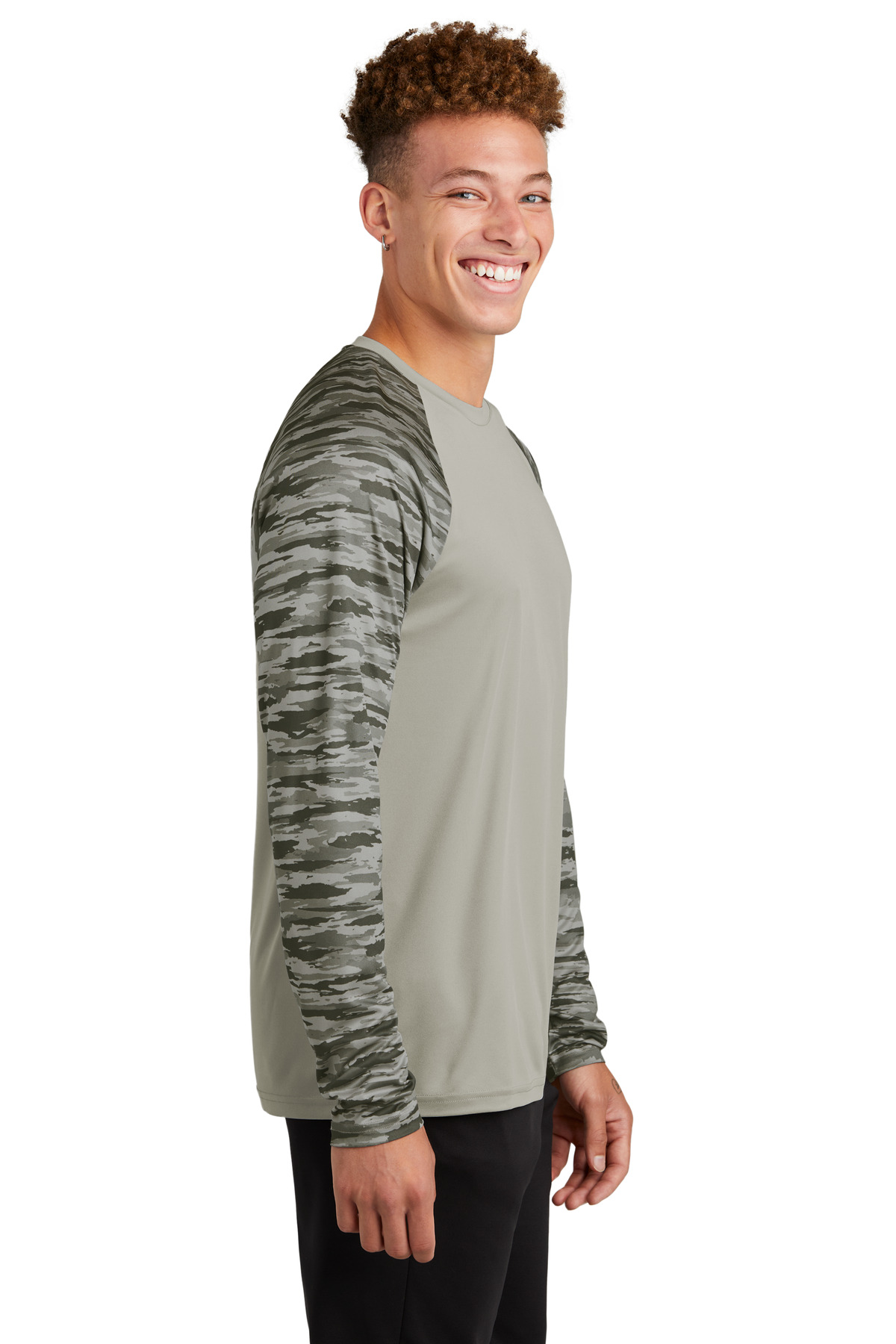 Sport-Tek Drift Camo Colorblock Long Sleeve Tee ST376LS 35