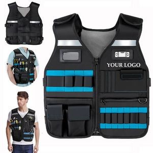 Multi-Pocket Tool Vest Reflective Hardware Safety Clothes 4