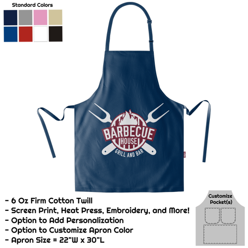 Cotton Twill Bib Apron - 22"W X 30"L 1