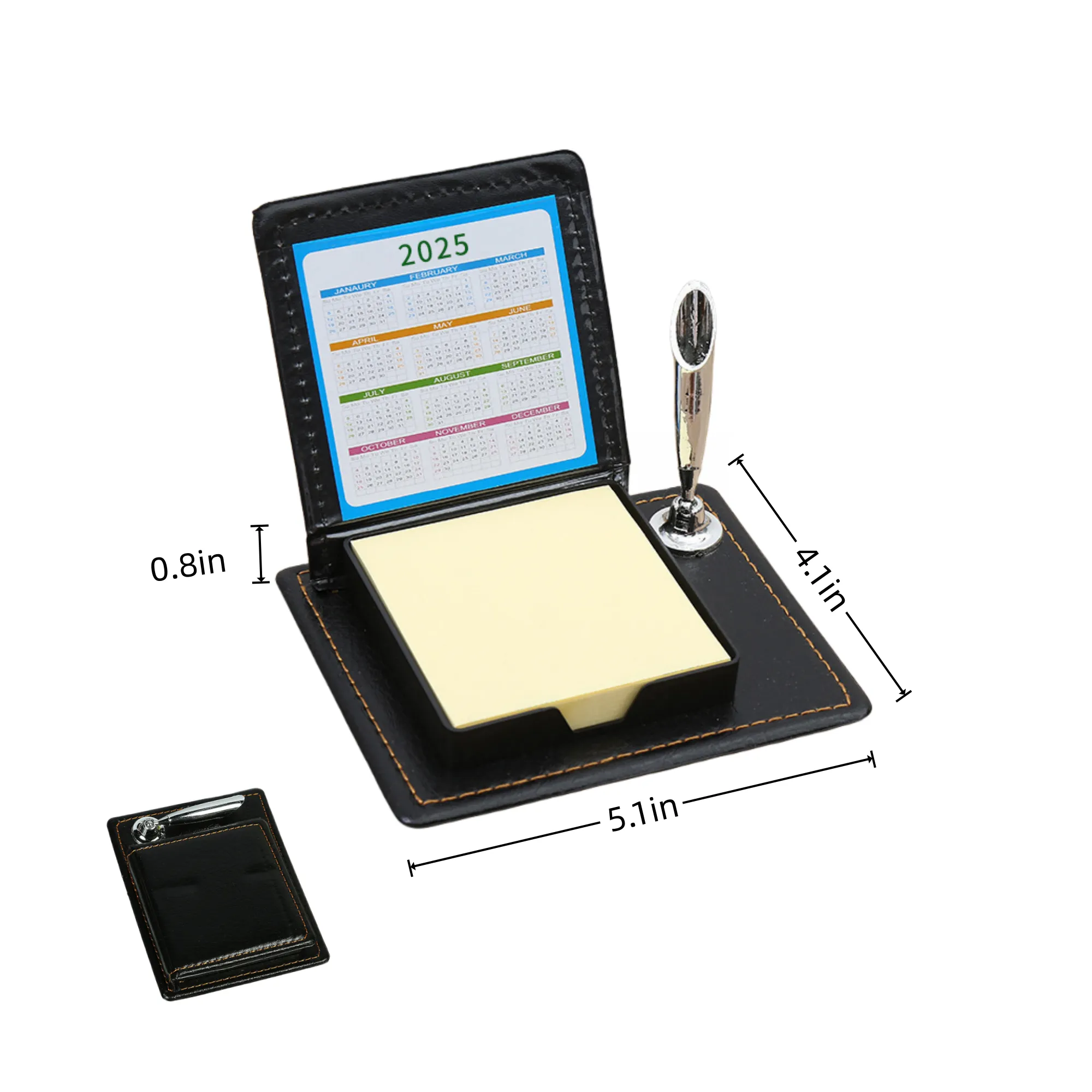 PU Leather Desk Set with Pen Holder Calendar Sticky Notes" 4