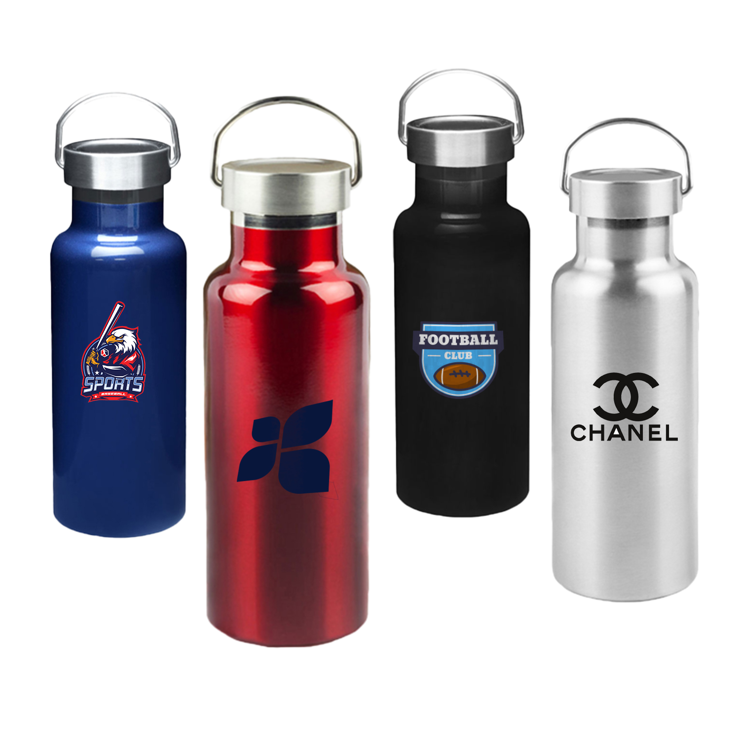 17 oz. BPA free Stainless Steel Canteen Sports Water Bottles, custom water bottle with logo imprint 2