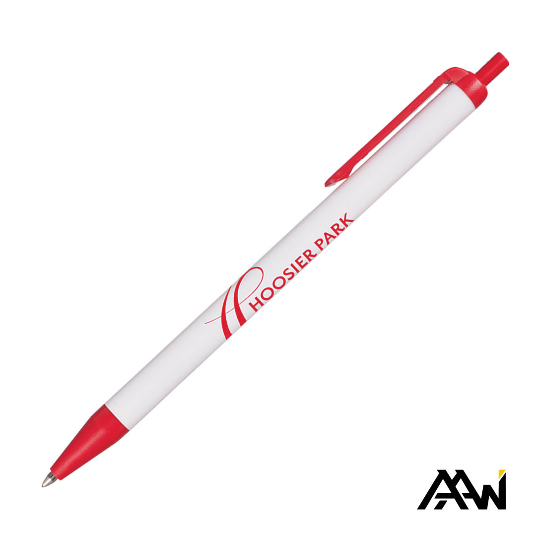Value Slim Pen w/Glossy White Barrel - Matte Colored Accent 28