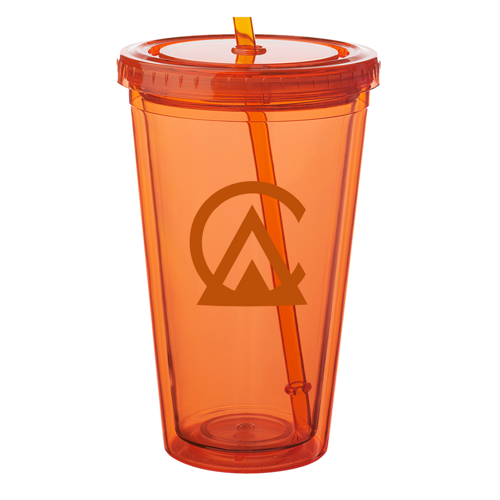 Double Wall Plastic Tumbler - with Straw, 16 oz. 36