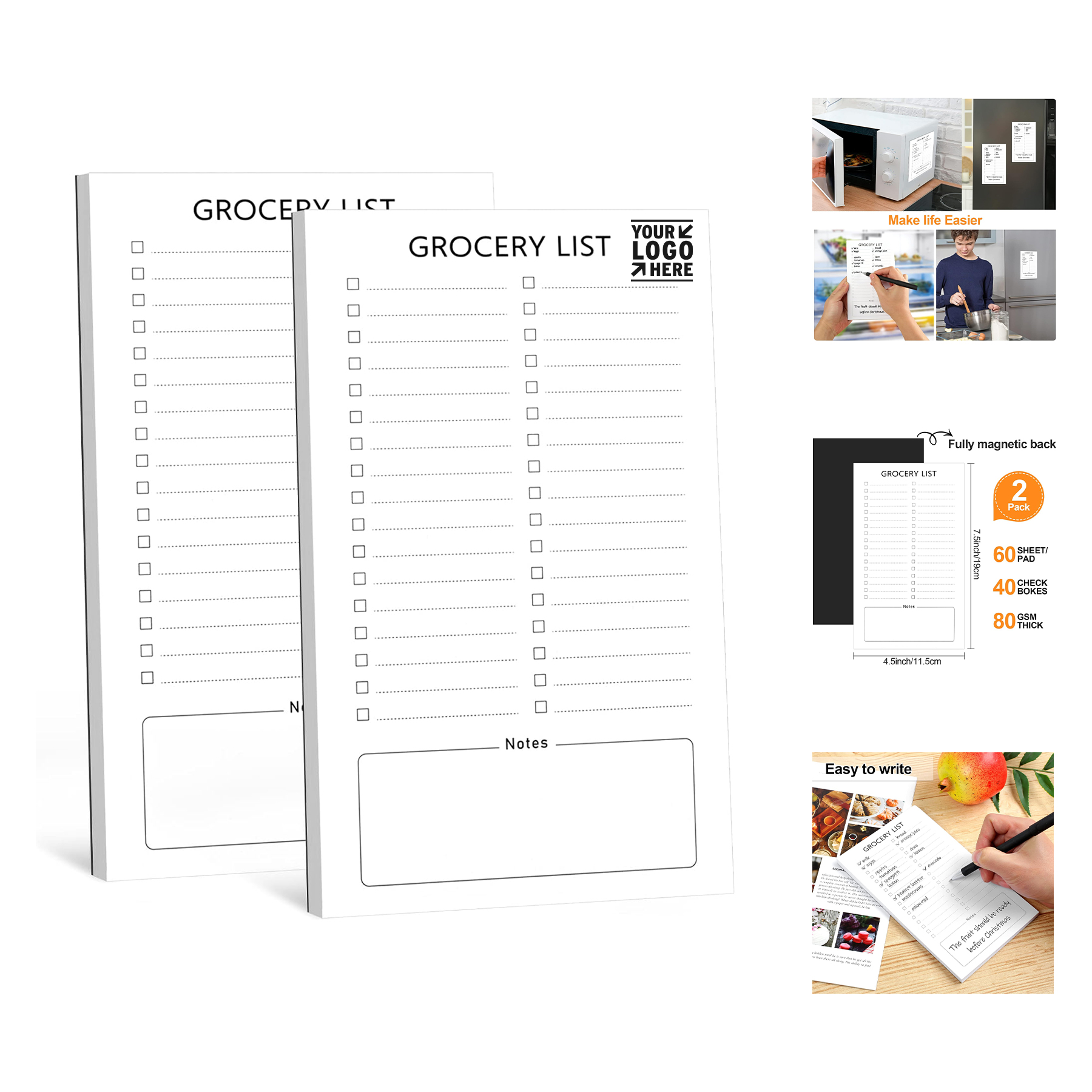 4.5" x 7.5" 60 Sheets Magnetic Notepad