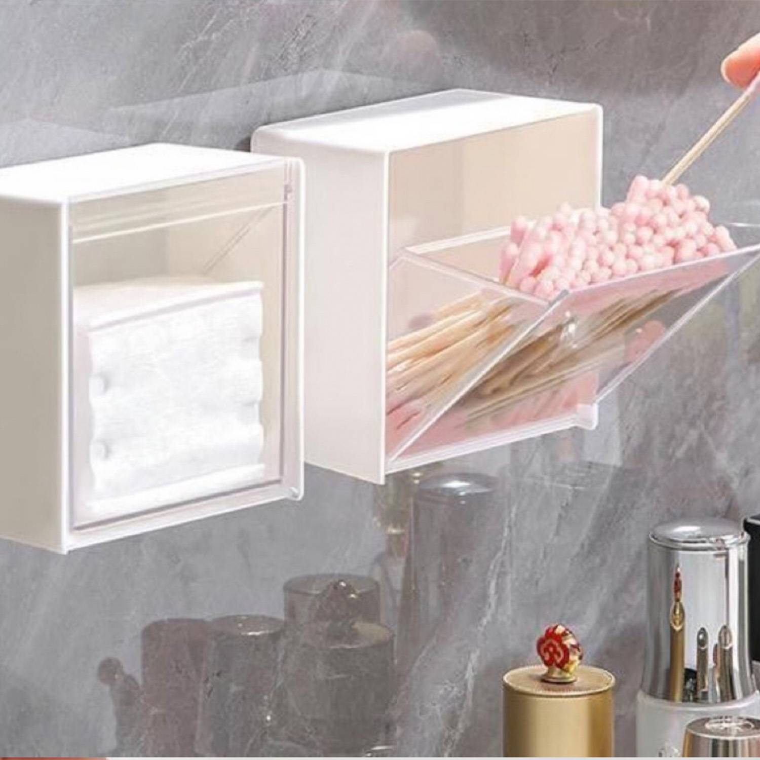 Dispenser Box Vanity Holder Cotton Pad Organizers Container 4