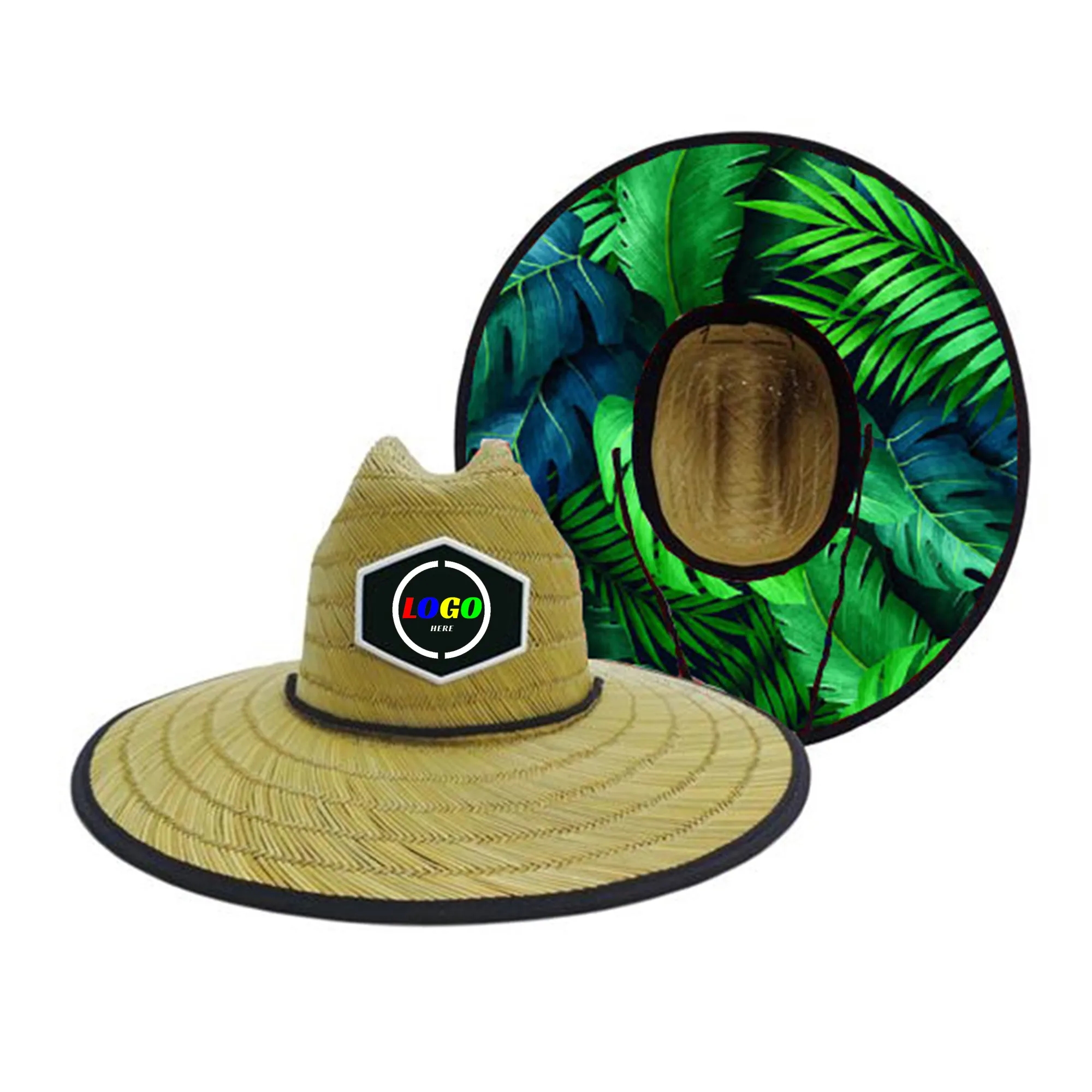 Straw Lifeguard Hat With Custom Woven Label 3