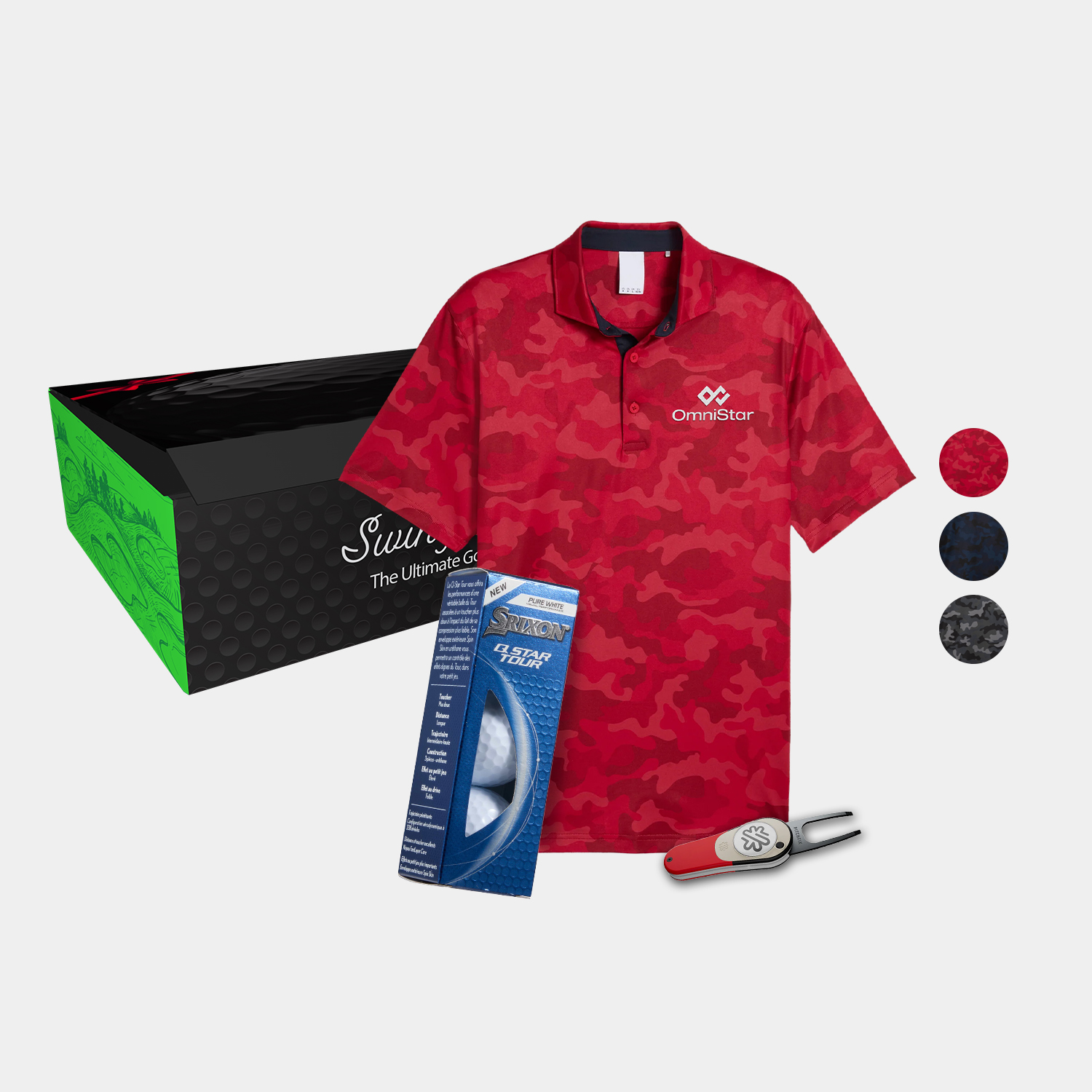 PUMA® Camo Men's Polo Shirt, Srixon® Golf Balls & Pitchfix® Icon Divot Tool Gift Set 8