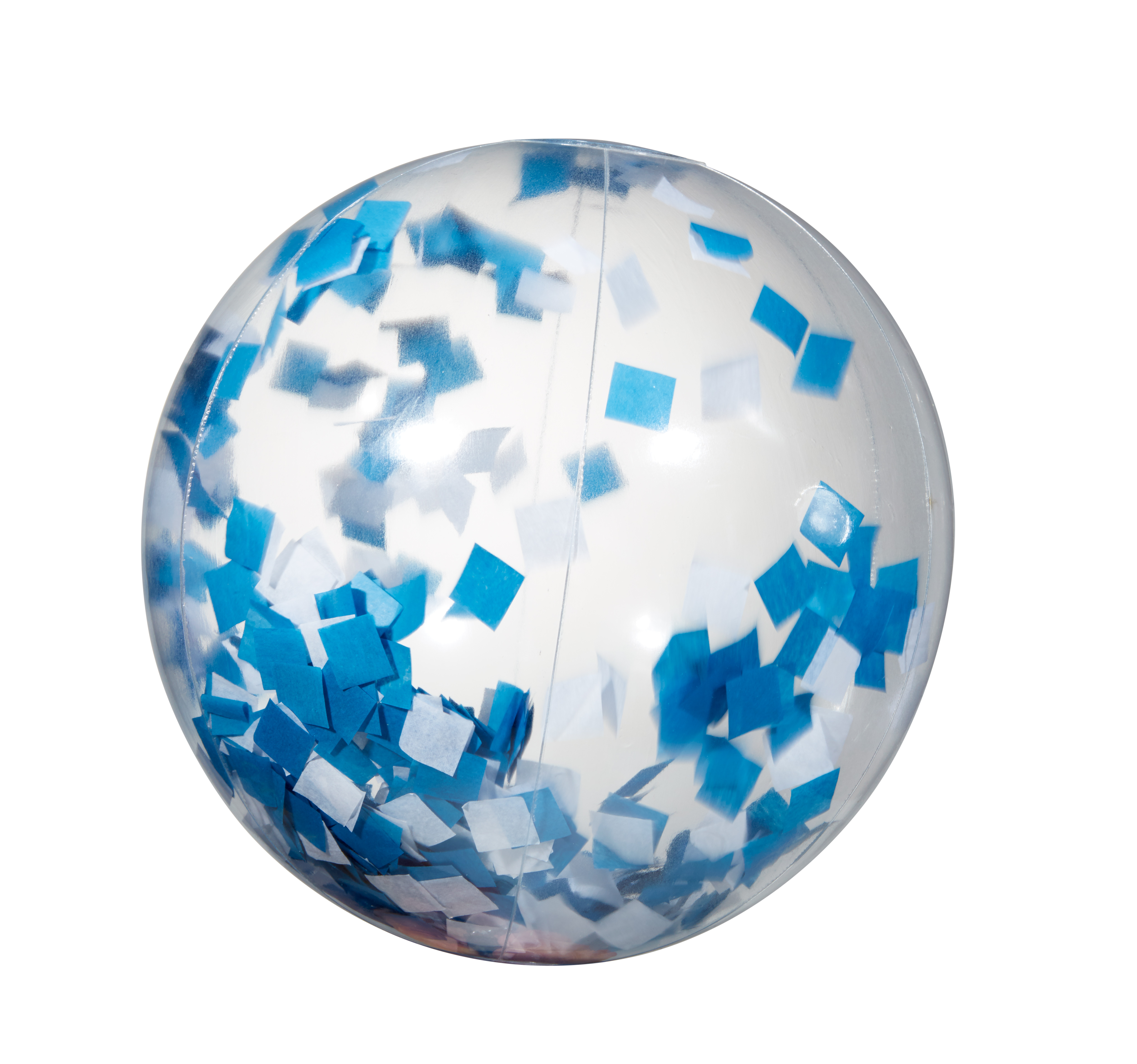 16" Blue and White Confetti Filled Round Clear Beach Ball 6