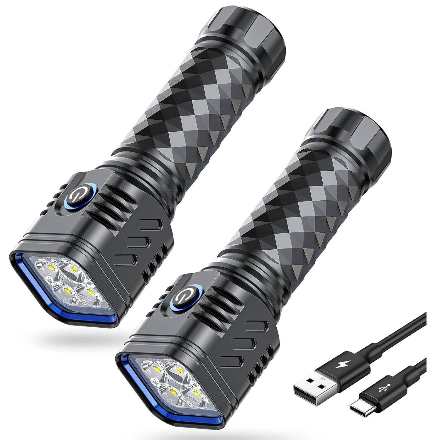 USB Rechargeable Aluminum Flashlight - 3 Modes & Safe 5