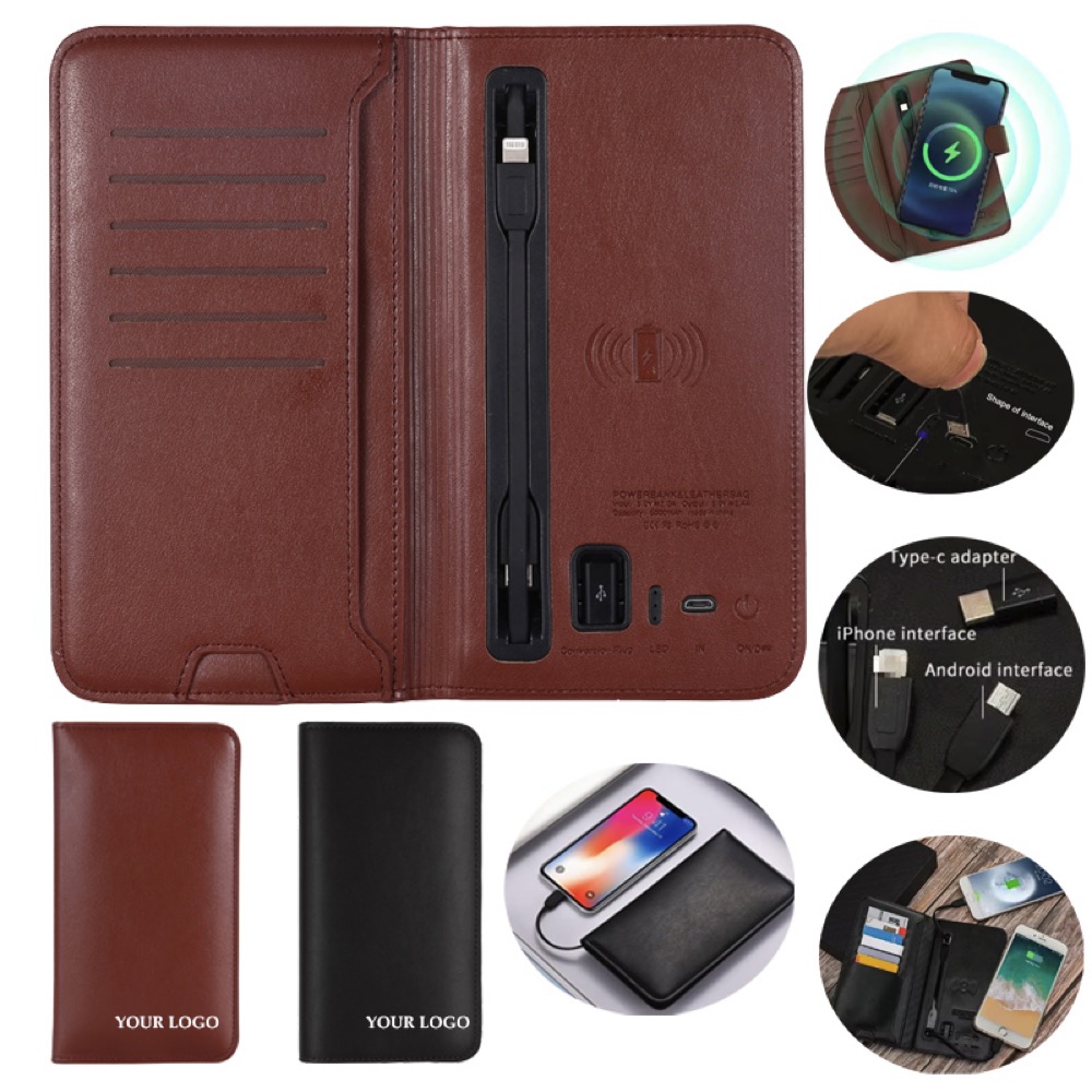 PU Leather Wallet With Power Bank 2